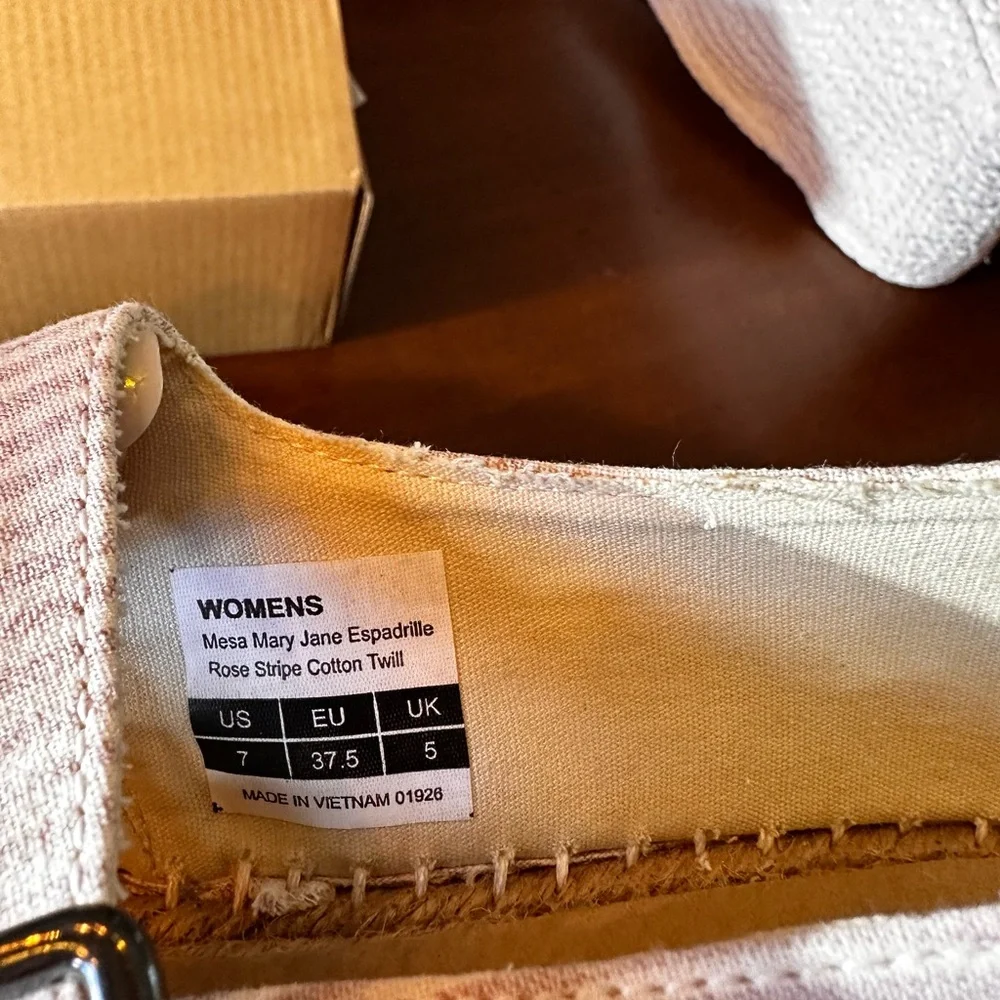 SeaVees size 7 Mesa Maryjane espadrilles‎ Rose striped cotton twill NWB
